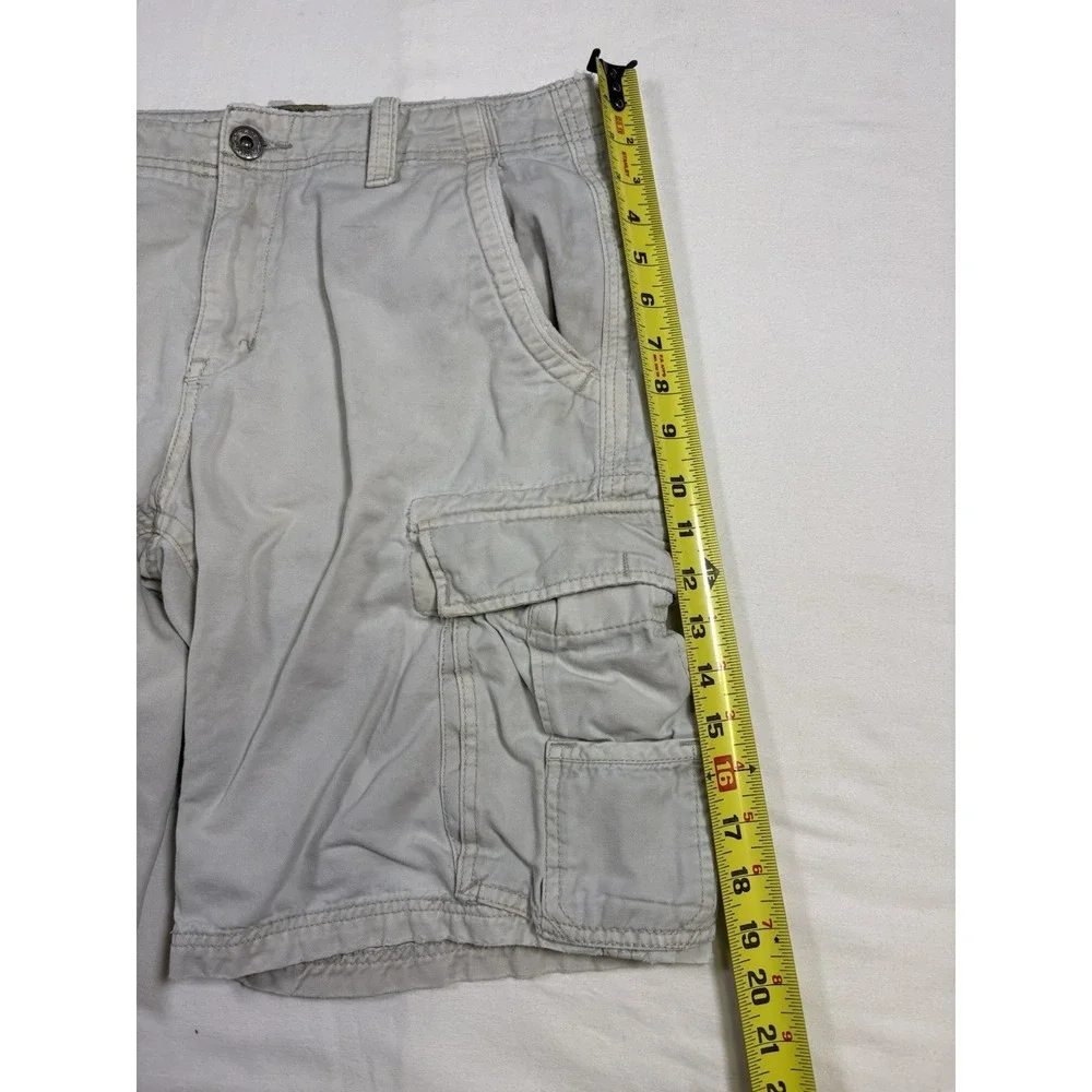 Vintage JNCO Jeans JNCO-85 Cargo Shorts Mens Size 32 Khaki Stencil Skate Y2K